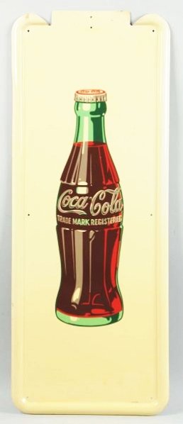 1947 Coca-Cola Tin Pilaster.: A few shallow and small dents near top and bottom Almost no wear Condition (Near Mint). Size 40 - 1/4" T.