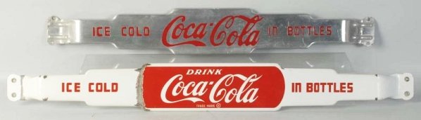 Lot of 2: 1950s Coca-Cola Door Bars.: A few chips on one near ends, with more wear and chipping on the other. Condition (Very Good - Excellent). Size Largest: 34 - 3/4" L.