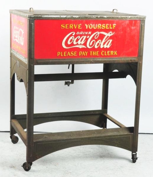 1929 Standard Double Glass Coca-Cola Cooler.: All original paint with moderate to average wear and displaying very well! Condition (Very Good). Size 40" x 31 - 3/4".