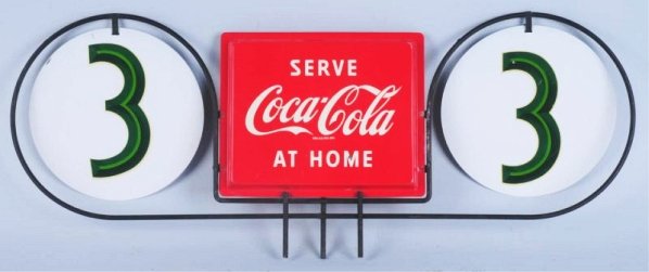 1950s Coca-Cola Grocery Store Aisle Marker.: Only a few small paint nicks and light wear. Condition (Near Mint). Size 30" L.
