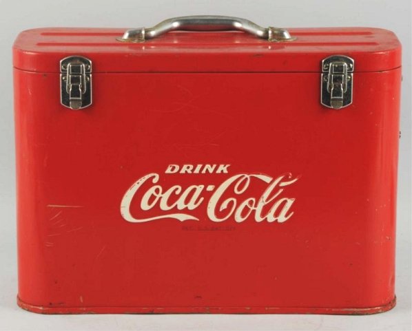 1950s Coca-Cola Airline Cooler.: Scratches, scuffs, paint chips, but less than average overall wear. Condition (Excellent). Size 17" x 12".