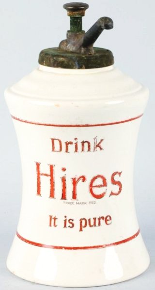 Hires Root Beer Hour Glass Dispenser.: Original pump. Condition (Excellent). Size 14" T.