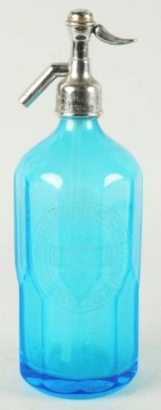 Whistle Blue Fluted Bottle.: Some chips and nicks with light wear. Condition Very Good - Excellent). Size 12 - 1/4" T.
