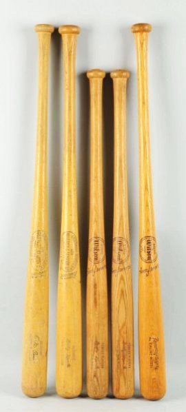 Lot of 5: Major League Player Baseball Bats.: Store Model. Including Hall of Famers Al Kaline, Mickey Mantle also includes Pete Rose. One Pete Rose one Al Kay line and three Mickey Mantles. Three are Wilson and three are H&B. Different sizes and 