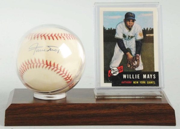 Willie Mays Autograph Baseball.: Comes with a reprint 1953 Willie Mays baseball card is on a plaque. It's a rolling official National League Baseball William D. White President. In an acrylic ball case and shrink wrapped. Comes with 