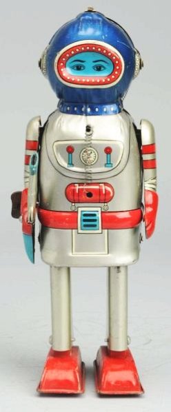 Tin Litho Wind-Up Deep Sea Robot.: Made in Japan by Naito Shoten. Sounds like the motor slipping. Legs move but does not advance forward. Size 7 - 3/4" T.