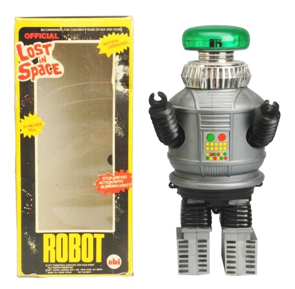 Lost in Space Robot with Box.: Made in Japan by AHI, working. Has box. Size Box: 11 - 1/4" T.