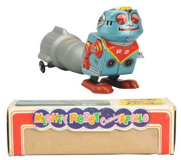 Wind-Up Mighty Robot Carring Apollo with Box.: Made in Japan, working. Has box. Size 8" L.