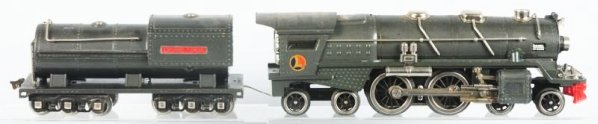 Lionel No.400E Steam Type Train Engine & Tender.: Standard Gauge. Pre-war. Includes No.400E engine with nickel trim and matching No.400W Lionel Lines Whistle tender. Engine and tender have both been professionally restored. Some crazing to steam ches