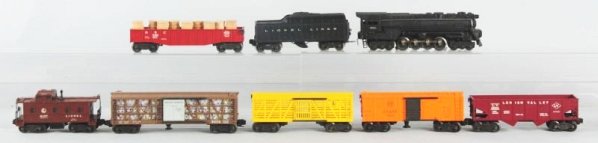 Lot of 8: Lionel Train Set.: Most have original boxes. Lionel No. 681 Steam turbine, complete and all original. Has a few scratches mainly along the top of the boiler. Original box has all flaps. Box has some tears and scrapes. A