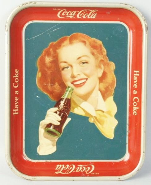 1950s Coca-Cola Serving Tray.: Moderate wear and marks. Condition (Very Good). Size 13 - 1/4" L.
