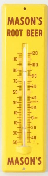 Mason's Root Beer Thermometer.: 1950s with no wear. Condition (Near Mint). Size 11 - 1/2" L.