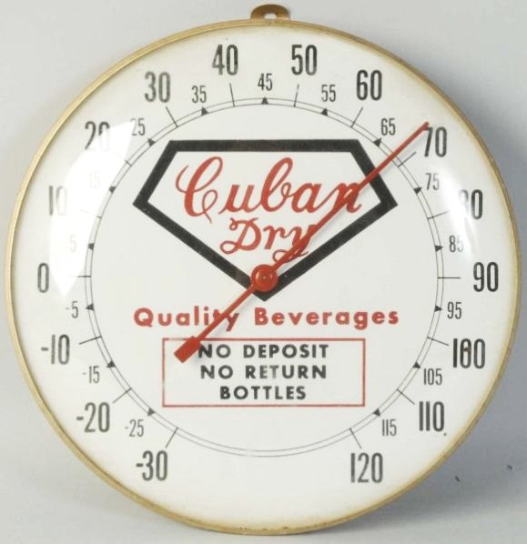 Cuban Dry Thermometer.: Light soiling. Condition (Excellent). Size 10" Dia.