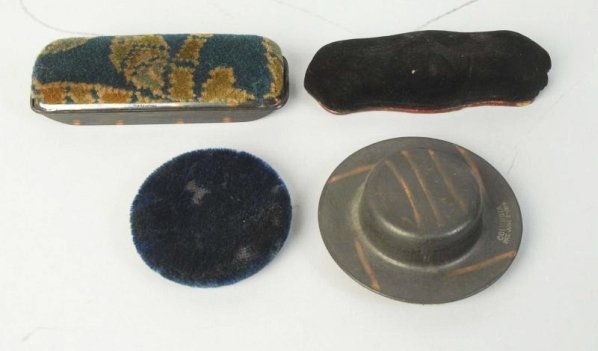 Lot of 4: Phonograph Accessories.: pin cushions. Condition (Excellent). Size Largest: 5 - 1/2" L.