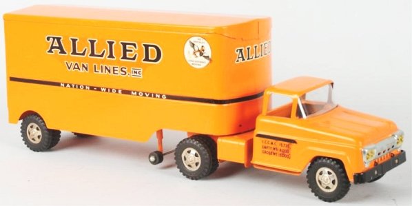 Tonka Pressed Steel Allied Van Lines Moving Truck: Truck is all original. Has excellent decals. Very slight chipping throughout the truck. Has both original rear doors. Condition (Excellent). Size 23" L.