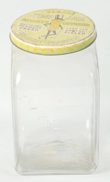 Planters Peanut Jar with Tin Lid.: Heavier wear on the lid. Condition (Very Good). Size 10" T.