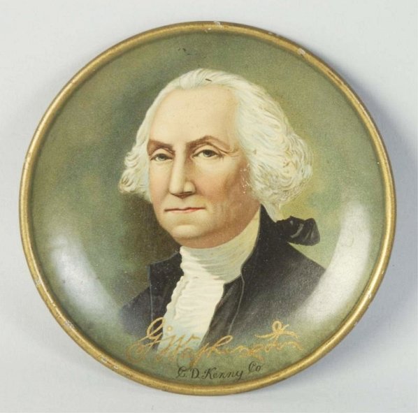 CD Kenny Company George Washington Tip Tray.: Circa 1900 with very little wear. Condition (Excellent Plus). Size 5 - 1/4" Dia.