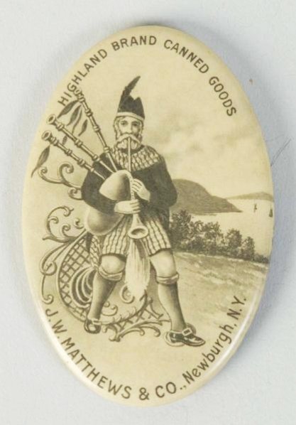 Highland Brand Canned Goods Pocket Mirror.: Circa 1900 with very little wear. Condition (Near Mint). Size 2 - 1/4" T.