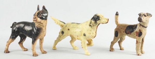 Lot of 3: Cast Iron Dog Doorstops.: Average wear. Condition (Very Good - Excellent). Size Largest: 15 - 1/2" L.