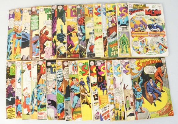 Lot of 30+: 1960s DC Comics.: Includes titles such as World's Finest, Superman, and others. Condition (Very Good).