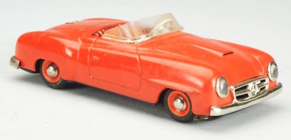 J&F Tin Wind-up Mercedes Benz Car.: Car is original. Has original windshield. Does have some play wear. Original box has creasing. Condition (Very Good). Size 8" L.