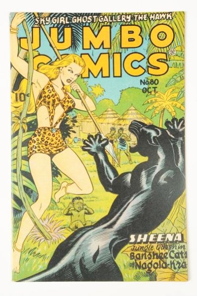 1945 Jumbo Comic Book #80.: This book retains cover gloss and the pages are cream to tan. It is tight at the staples. A very nice book. Condition (Very Good).
