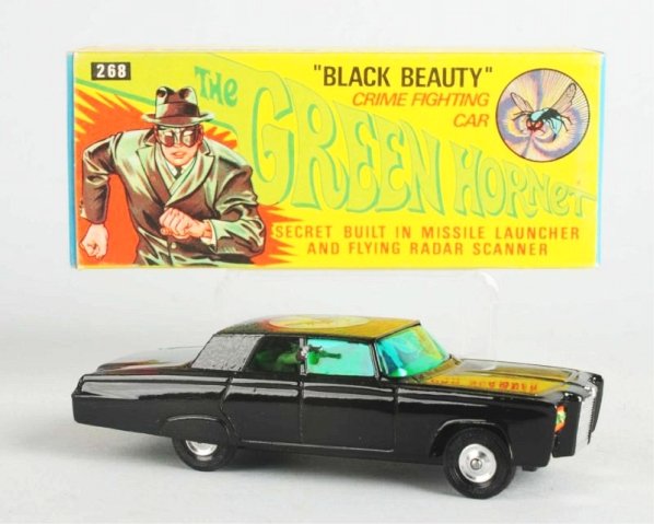 Die Cast Corgi No.268 Green Hornet Black Beauty.: Crime fighting car. includes original box. Toy and box have very minimal wear. Condition (Excellent). Size 5 - 3/4" L.