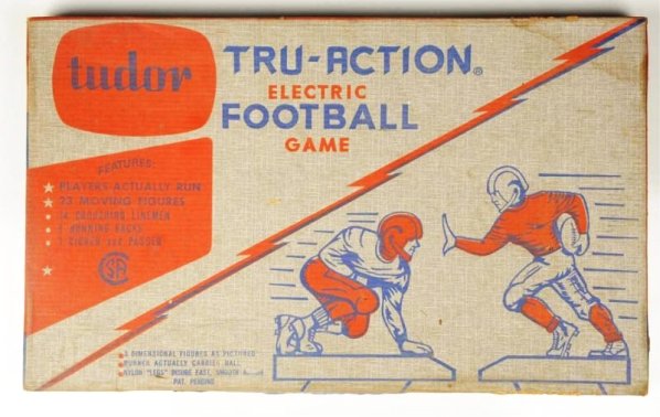 Lot of 2: Tru-Action Electric Games.: By Tudor. An electric football game looks complete with original box. An electric basketball game with original box. Condition (Excellent). Size Each Box: 27" x 16 - 1/2".
