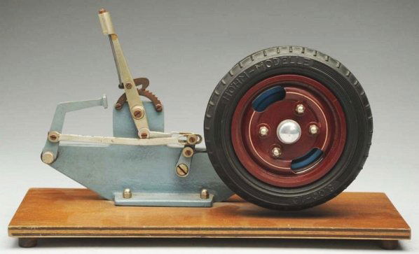 German Auto School Hand Brake Model.: On wooden platform. Condition (Excellent). Size 12 - 3/4" L.