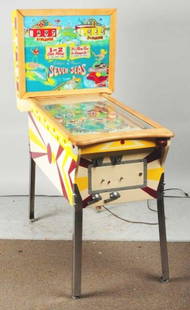 Gottlieb's Seven Seas Pinball Machine with Keys.: (1959). Medium difficulty to acquire. Two player game. Charles Leroy Parker artistic endeavor. Great condition except for one small missing paint chip. Backglass is excellent. Playfield caps all