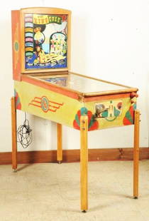 Gottlieb King Cole Pinball Machine (1948).: Medium to locate but very hard to attain a good original or reproduction backglass. Part of the Fairy Tale Series with reverse flippers. Backglass is a reproduction of poor quality but it is the best