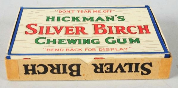 1927 Silver Birch Chewing Gum.: Full box. Beautiful item complete and never used with just a few tiny marks, it includes the outer cover box lid and the original wax paper. Condition (Near Mint Plus). Size 6 - 1/2" x 4 - 1/4".