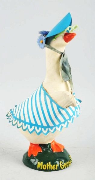1940s-50s Mother Goose Shoes Figure.: Light soiling or wear with light crazing in a few small areas. Condition (Excellent). Size 14" T.