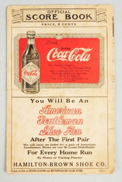 1910-1914 Coca-Cola Sponsored Baseball Scorecard.: Light wear and soiling with some stains and bends. Still displays very well. Condition (Very Good). Size 11" x 7".