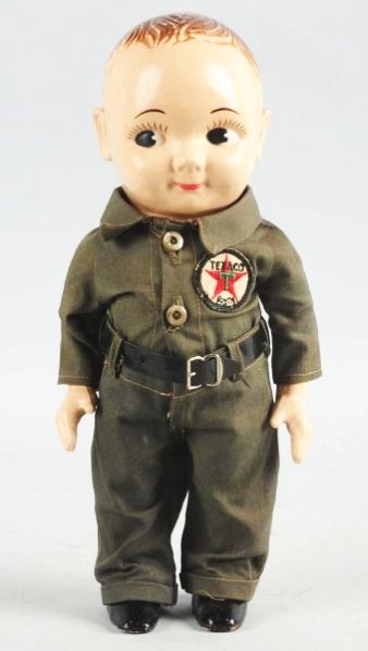 Texaco Buddy Lee Doll.: Plastic body with original uniform. Missing the hat and displays only light to moderate wear. Condition (Excellent). Size 12 - 1/2" T.