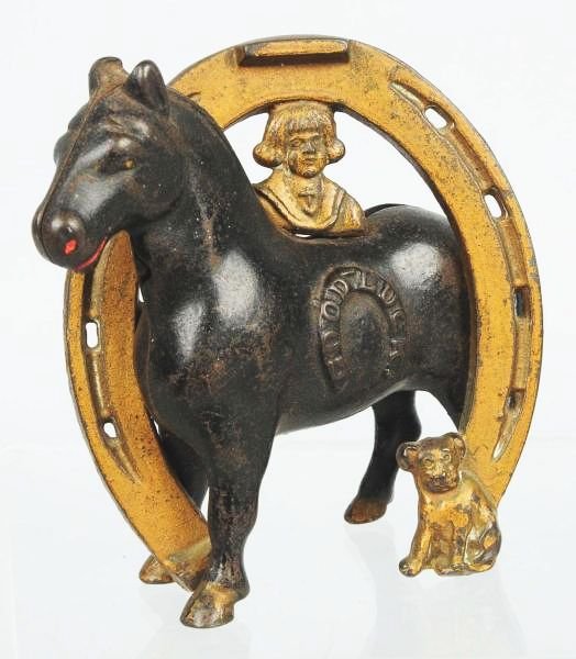 Good Luck Cast Iron Still Bank.: Condition (Excellent). Size 5" L.