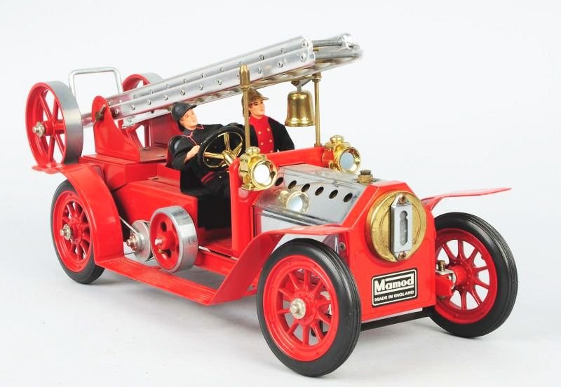 English Mamod Fire Ladder Toy.: Contemporary. Includes two figures driving a heavy steel construction vehicle. Condition (Excellent). Size 17 - 3/4" L.