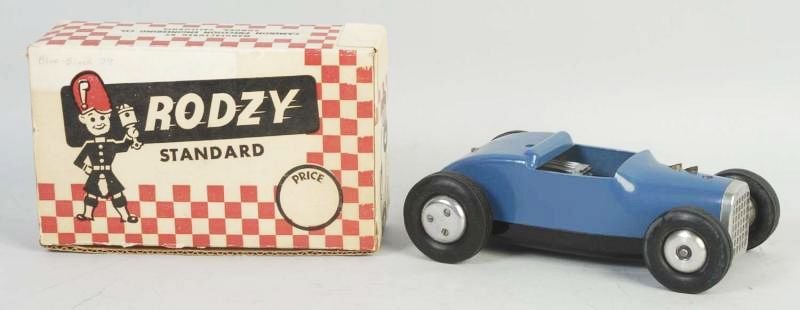 Diecast Rodzy Gas Powered Racecar.: Hot-rod style. Marked "Cameron Precision Co." on bottom. Includes original box, instruction sheet, and tools. Very little wear. Condition (Excellent - Near Mint). Size 8" L.