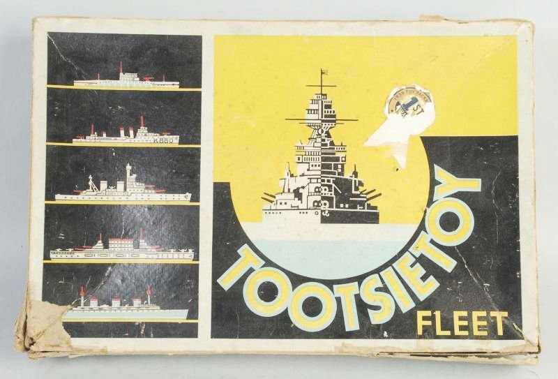 Diecast Tootsietoy Fleet Military Boat Set.: Includes original box. Box has splitting, creasing, and paper loss. Box is marked "No. 5700" which is the set number. Box does have insert and includes approximately 25 different military boats which 