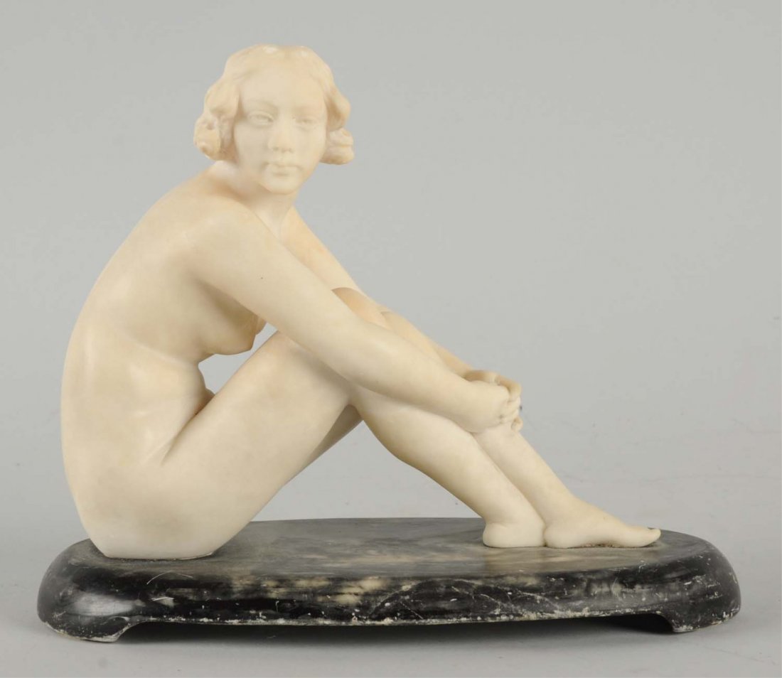 Italian Marble Statue of Nude Woman Siting.: Marked Italy. Condition (Excellent). Size 9 - 3/4" L.