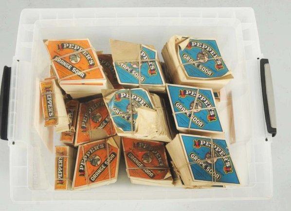 Large Lot of Pepper Soda Labels.: Approximately 20,000 assorted labels. Condition (Near Mint).