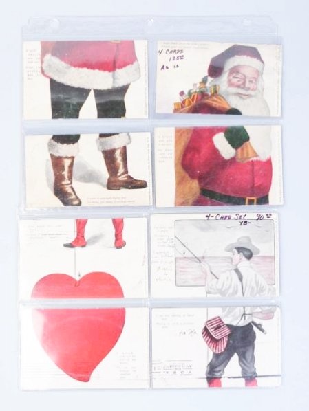 Lot of 2: Installment Postcards Sets.: This lot includes the Valentine Fisherman set and the Santa Claus set. Condition (Good - Very Good).