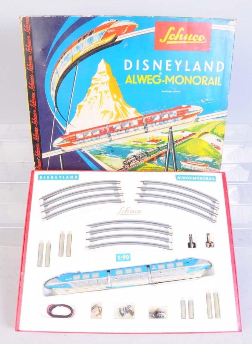 Schuco Disneyland Mono Rail Set in Box.: Blue and green set. Set is complete like new in original box. Does not include paperwork. Condition (Very Good).