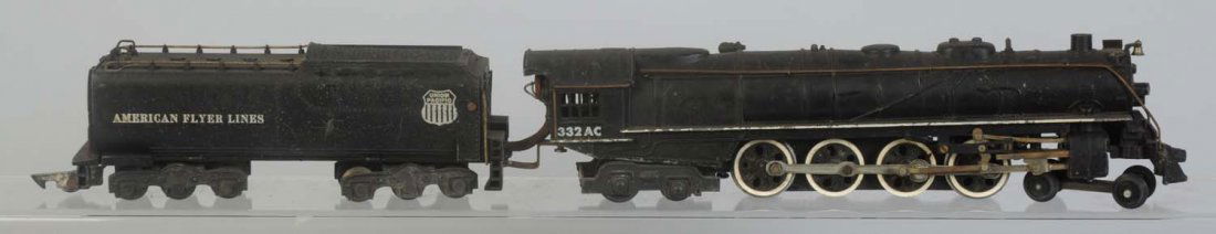 American Flyer No.332AC 4-8-4 Steam Locomotive.: Missing one number board is otherwise complete and all original. Has scratches and paint chips throughout. Condition (Very Good).