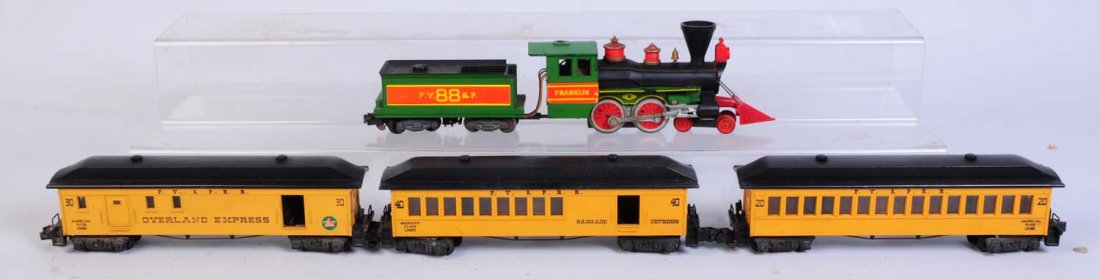 American Flyer No.88 Franklin & Nos 20,30,40 Car: Franklin No. 88 steam locomotive has some scratches and paint chips. No.20 pullman complete and all original No.30 combo car complete and all original. No.40 combo car complete and all original. Condi