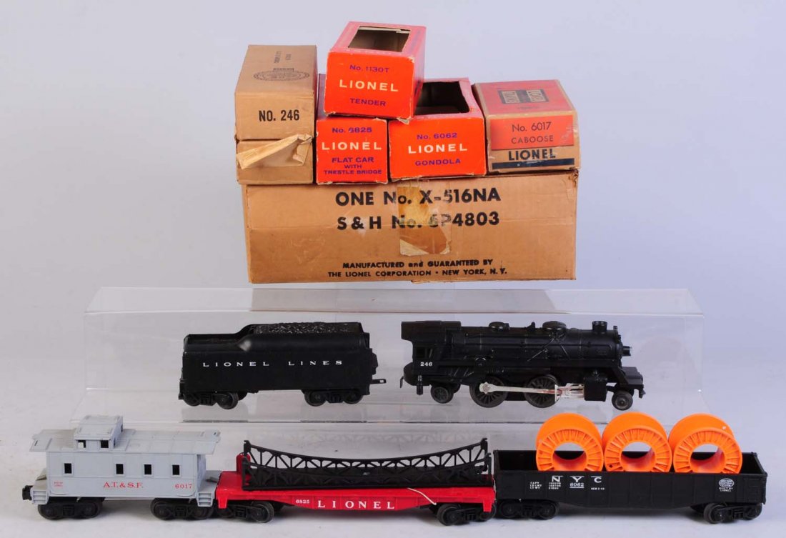 Lionel X-516NA Train Set in Box.: Includes No.246 steam locomotive in original box. Locomotive is complete and all original. Very clean and attractive. Has original box with display panel intact. No.1130T tender is complete in origina