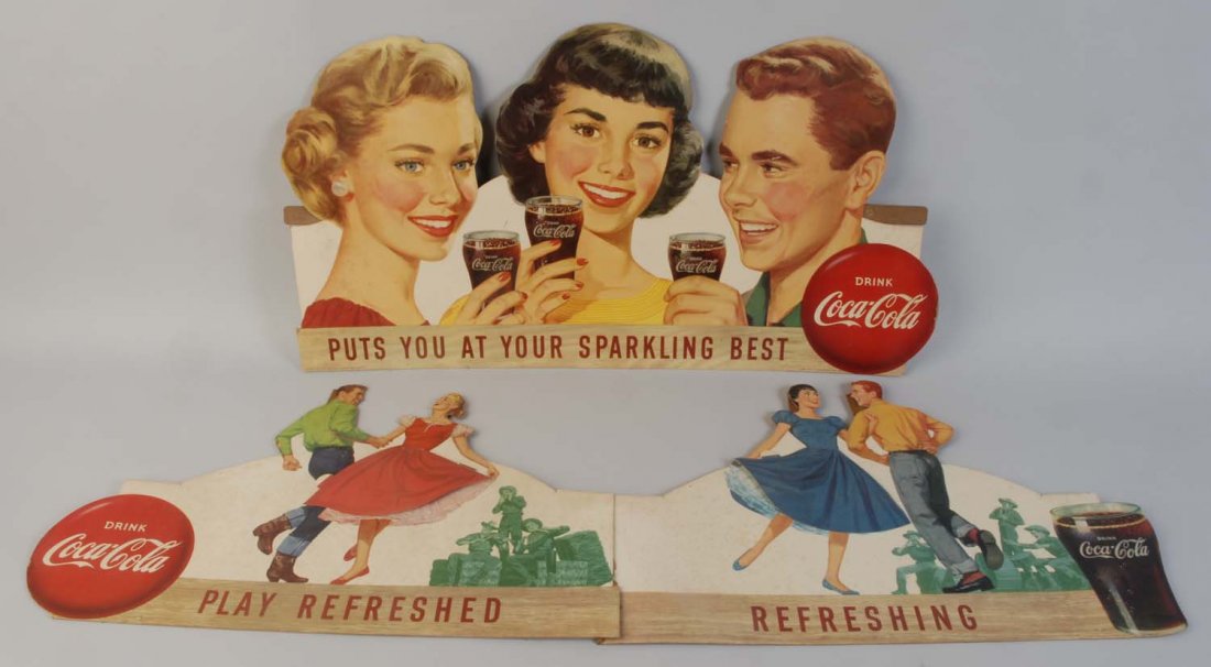 1957 Coca-Cola Square Dance Festoon.: Soiling with a few bends and tack holes. Condition (Very Good). Size Largest: 33" L.