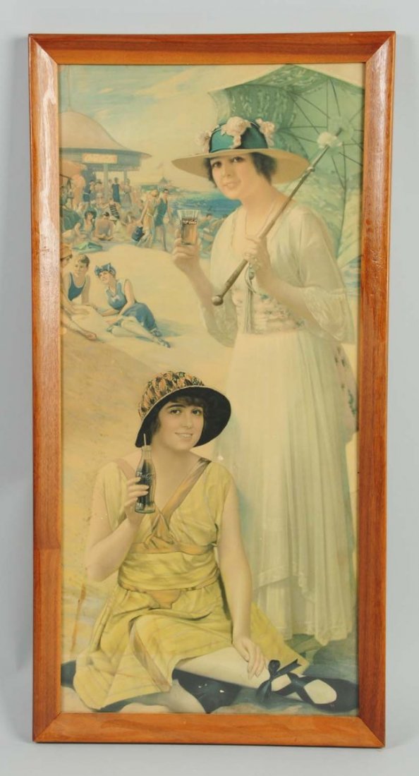 Framed 1918 Coca-Cola Calendar Top.: Faded, with a few stains and light wear. Condition (Good - Very Good). Size Framed: 14" x 27".