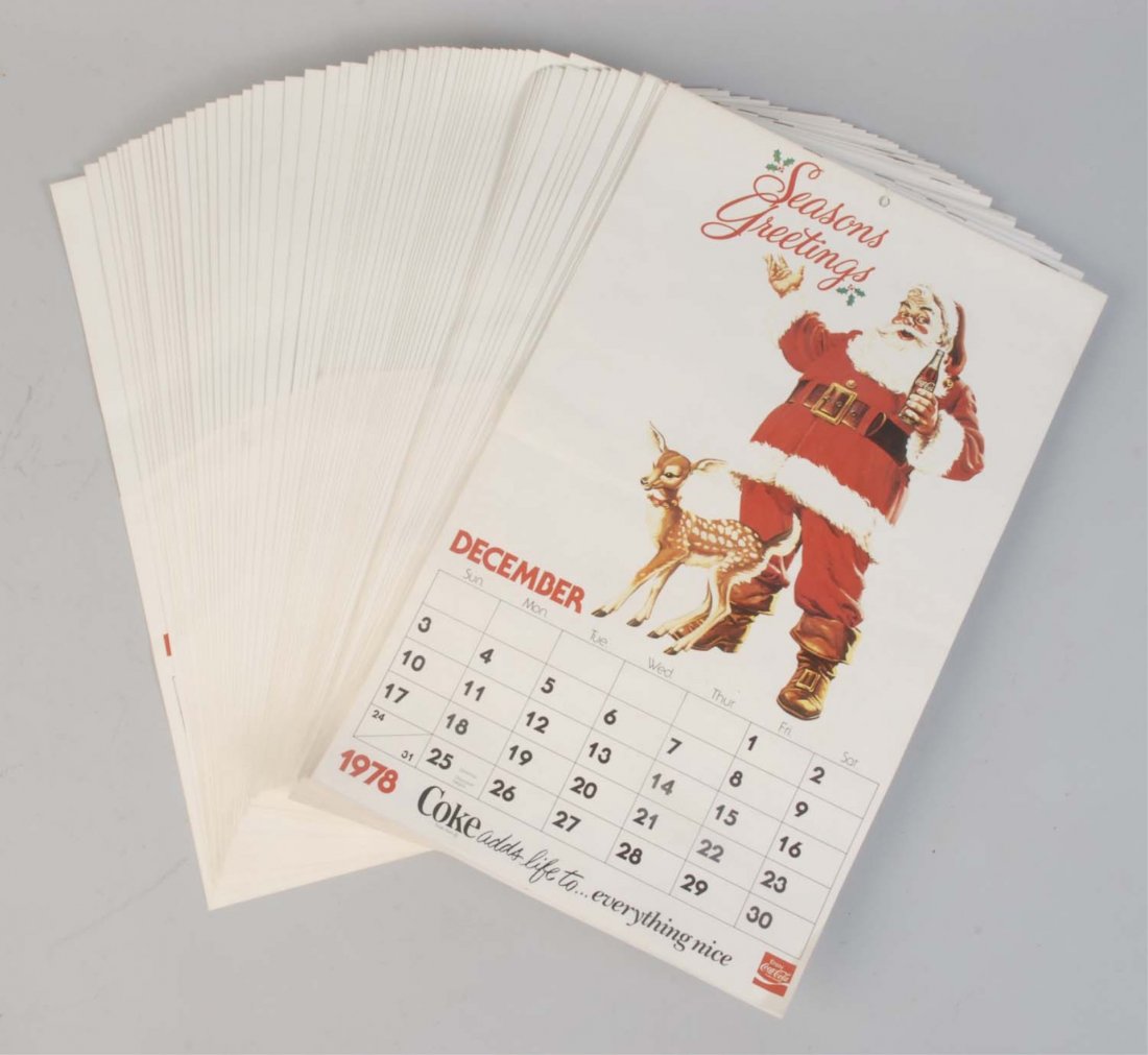 Approximately 100 1979 Coca-Cola Calendars.: Unused in the original box. Condition (Near Mint). Size Each: 17 - 1/2" x 11".