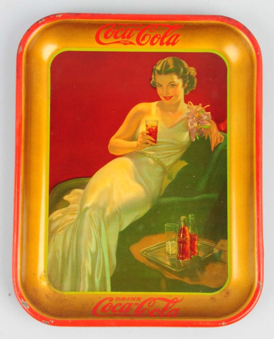 1930s Coca-Cola Tray.: Good color and light wear with soiling. Condition (Very Good). Size 10 - 1/2" x 13 - 1/4".